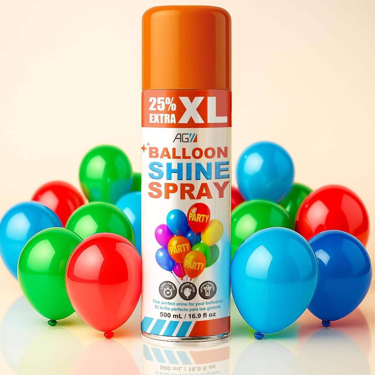AG Balloon Shine Spray 16.9 fl oz., Odorless High Gloss for Latex Balloons, Long-Lasting Party & Event Shine